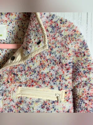 OFFLINE by Aerie Multicolor Speckled Sherpa Snap-Front Fleece Jacket, XS thumbnail 6