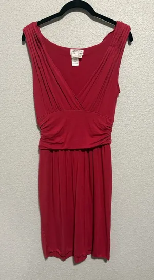 Max Studio Specialty Products Chic Sleeveless Red Midi Dress thumbnail 1