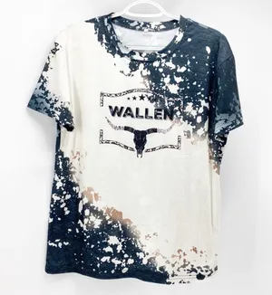 Wallen bleached T-shirt concert casual western country casual festival rodeo thumbnail 1
