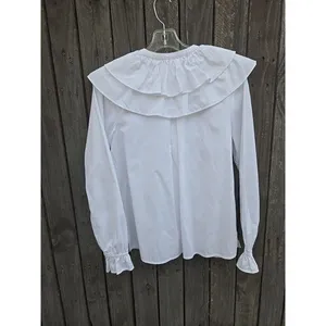 Hill House Home White Ruffle Collar Blouse XS Cotton Button Front Top thumbnail 4