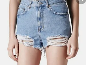 Topshop moto mom cutoff high waisted denim jean‎ hot shorts size 6 cutoff frayed thumbnail 1
