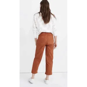 Madewell Slim Emmett Wide Leg Cropped Pant Jean Size 28 Orange Cotton Stretch thumbnail 2