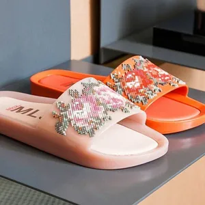 Melissa Pink Women's Beach Pixel Floral Pool Slide‎ Sandals Size US 7 thumbnail 2