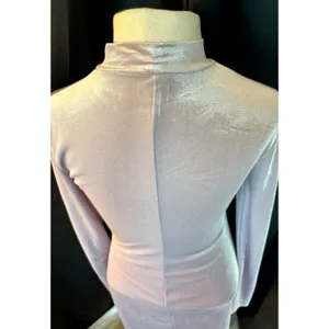 HM Lavender Shimmer Velvet Mock Neck Long Sleeve Ruched Bodycon Mini Dress Small thumbnail 4
