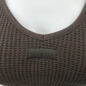 Set Active Brown Waffle Knit Scoop Neck Athletic Workout Sports Bra Tank Top XS thumbnail 3