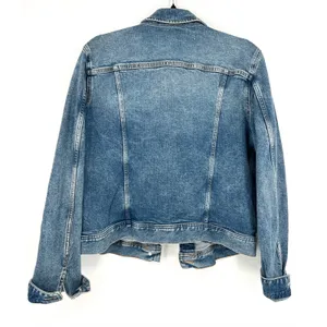 J. Crew Denim Jacket Medium Blue Wash Medium Stretch Trucker Coat Fall EUC thumbnail 2