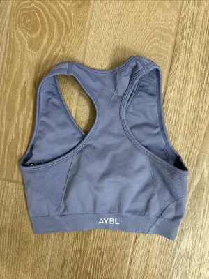 AYBL Racerback Sports Bra in Dusty Lavender Blue thumbnail 2