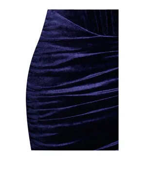 Navy Velvet Off Shoulder Corset Dress With Crystal Trim thumbnail 10