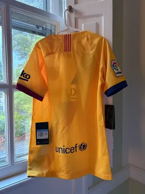 Nike Unisex Barcelona 2022/23 yellow and red third jersey #Barcelona #Football thumbnail 2
