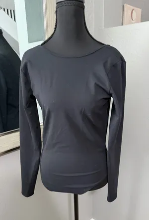 Abercrombie & Fitch Soft AF Collection Black V Back Long Sleeve Bodysuit Medium thumbnail 1