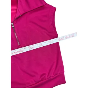 Pink Half Zip Sleeveless Cropped Sweatshirt & High Waisted Shorts Set Size Small thumbnail 3