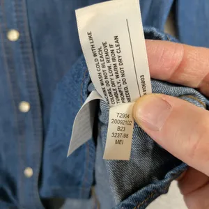 Duluth Trading Co Fence Mender Denim Western Shirt XXL Blue Pearl Snap 72904 thumbnail 6