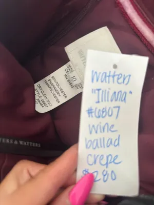 WATTERS & WATTERS Iliana Wine Crepe Stretch Gown Style 6807 Size 10 NEW with tag thumbnail 5