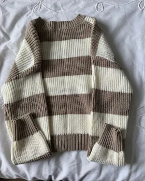 Garage stripped brown and cream sweater thumbnail 1