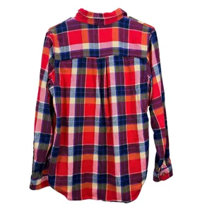 LL Bean Womens Red Blue Plaid Organic Cotton Flannel Button Shirt Size Medium thumbnail 6