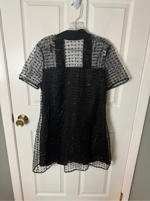 Staud Mini Ilana Dress in Stardust Onyx Black L thumbnail 2