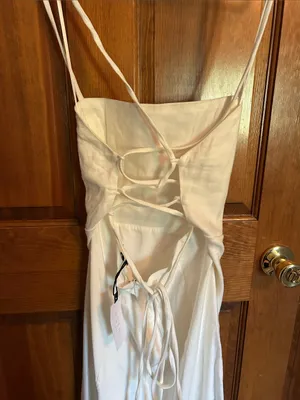 NWT ASTR The Label Brayden White Linen Blend Midi Dress Bridal Shower, Medium thumbnail 11