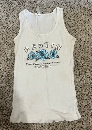Surf Style White Tank Top thumbnail 1