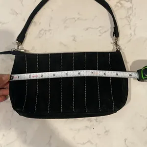 Wilsons leather Y2K 90s vintage suede pin striped black shoulder mini baguette thumbnail 11