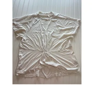 Free People White Knot Front Choker Keyhole Neckline‎ Short Sleeve Top Large thumbnail 2