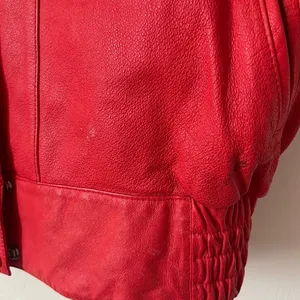 Oversized Vintage Leather Jacket Red Size M thumbnail 4