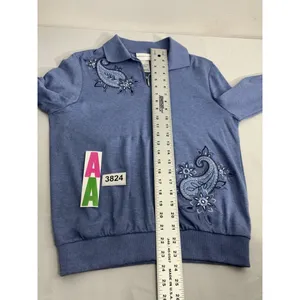 Womans Alfred Dunner Small Blue 1/4 Zip Embroider Rhinestone Pullover Sweatshirt thumbnail 6