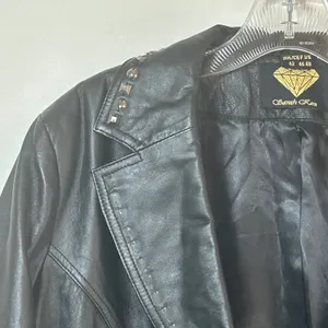 Sarah Kern Black Leather Studded Blazer Jacket Rocker Moto Edgy thumbnail 5