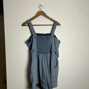 American Eagle Blue Chambray Shorts Overall Romper thumbnail 9