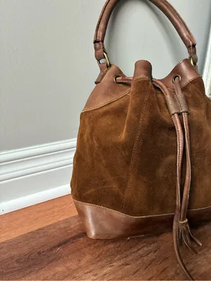 Anabaglish suede leather bucket bag with dreamcatcher charm thumbnail 3