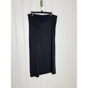 Aerie Women Black Beachwalk Ribbed Ruched Side Slit Midi Skirt XL NWT thumbnail 2