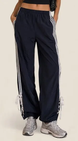 Edikted Women's Black and Navy Trousers thumbnail 1