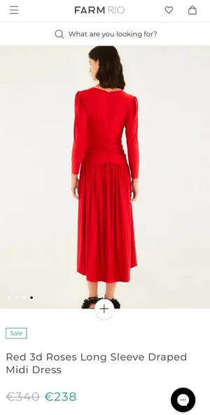 NWOT Farm Rio Pink 3d Roses Long Sleeve Draped Midi Dress Size S thumbnail 4