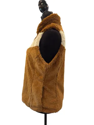 Patagonia High Pile Faux Fur Vest Gorpcore Brown Chevron Full Zip Layering M thumbnail 8