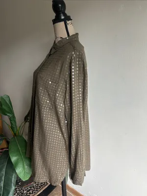Anthropologie Maeve Sequin Button Down Top Size Large NWT thumbnail 8