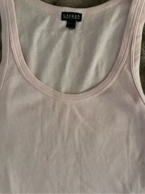 Lauren Ralph Lauren Light Pink Ribbed Scoop Tank thumbnail 3