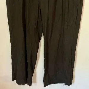 Briggs linen blend Black High Rise wide leg Pull on pants Size XL #785 thumbnail 3