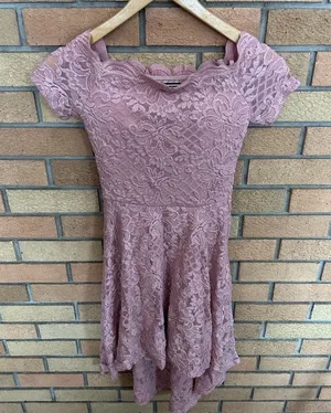 City Studio Juniors Off Shoulder High Low Dress Sparkle Pink Juniors Size 0 thumbnail 1