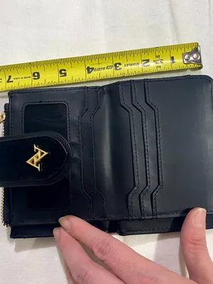 Adrienne Vittadini Black Zip Around Wallet Faux Leather Snap Closure thumbnail 5