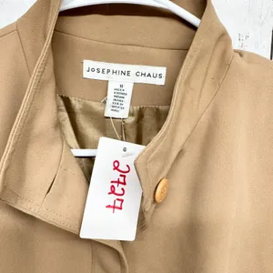 Josephine‎ Chaus Jacket Women Size 10 Tan Mock Neck Button Collar Pocket Casual thumbnail 2