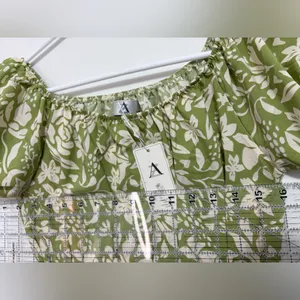 AZ women’s Size S Green Floral Dress Elastic Waist Puff Sleeves NWT/M(E28)✨ thumbnail 9