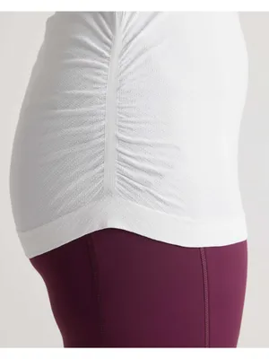 Quince Womens Seamless Ruched Racerback Tank Top White XS thumbnail 2