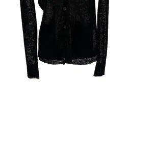 Eileen Fisher Linen‎ Blend Sheer Knit V Neck Cardigan Sweater Black Size XS thumbnail 4