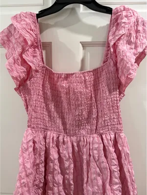Simply Southern Pink Ruffle Sleeve Tie Back Dress XL thumbnail 2