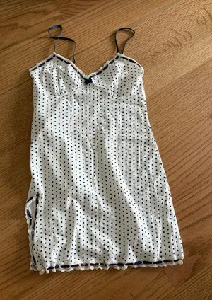 Frankies bikinis White Polka Dot Slip with Navy Trim thumbnail 1