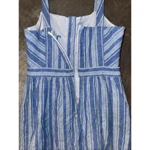 Draper James Linen Blend Blue & White Striped Midi Pocket Dress Size 8 #780 thumbnail 7