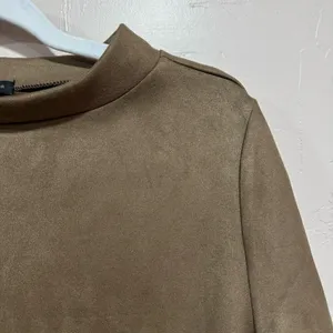 Faux Suede Button Trim Top Ann Taylor thumbnail 5