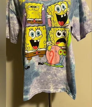 EUC Nickelodeon Blue and Purple SpongeBob Tie Dye Tee size large thumbnail 4