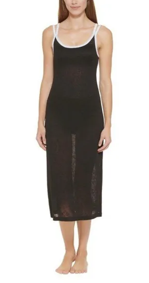 Donna Karan New York Swimwear Strappy Dress Cover-Up in Black/White Trim, Size M NEW w/Tag thumbnail 5