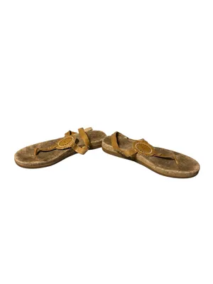 UGG Ayden II Brown Leather Medallion Cork Thong Slingback Sandals Size 8 thumbnail 5