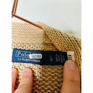 POLO RALPH LAUREN Brown Linen Knit Button Front Cardigan Sweater Size Large thumbnail 9